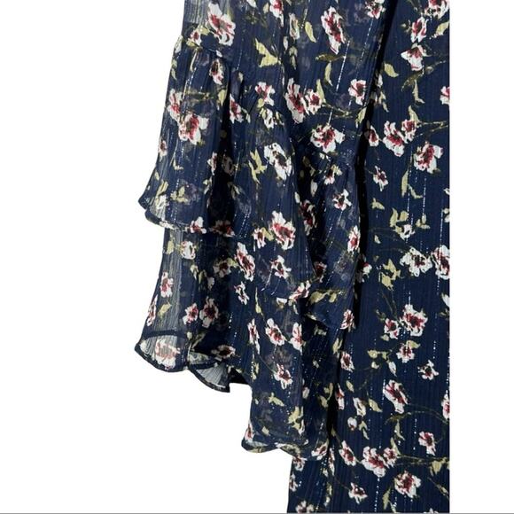 CeCe Luxe Floral Bohemian Ruffle Dress Midnight Bloom NWT Size M - Picture 7 of 14